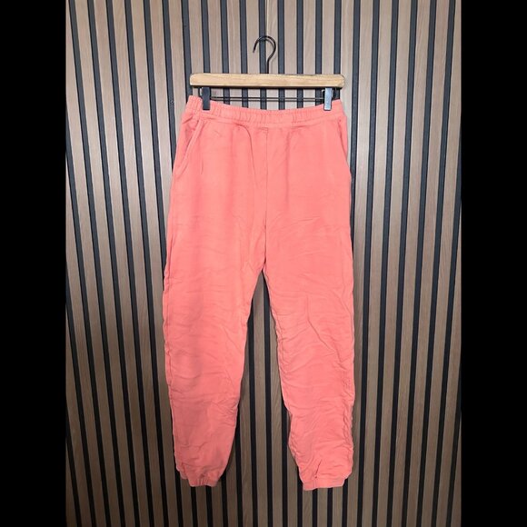 Monrow Sweatpants S / M Womens Pink Coral Fleece Drawstring Joggers - Picture 1 of 7